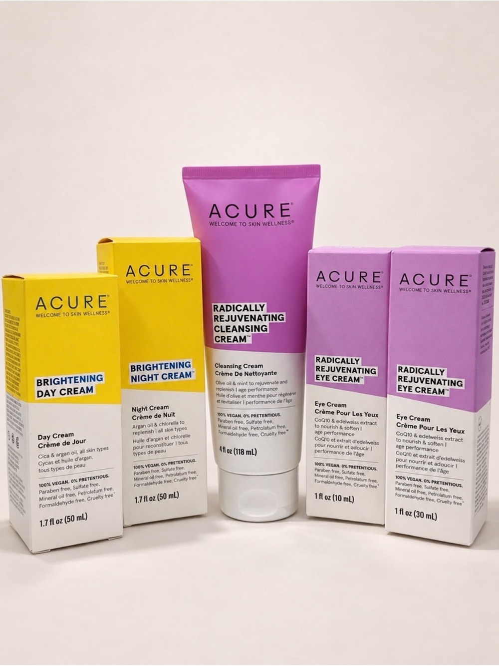 NEW • Acure • 5-Piece Skincare Bundle • Cleanser & Face Creams